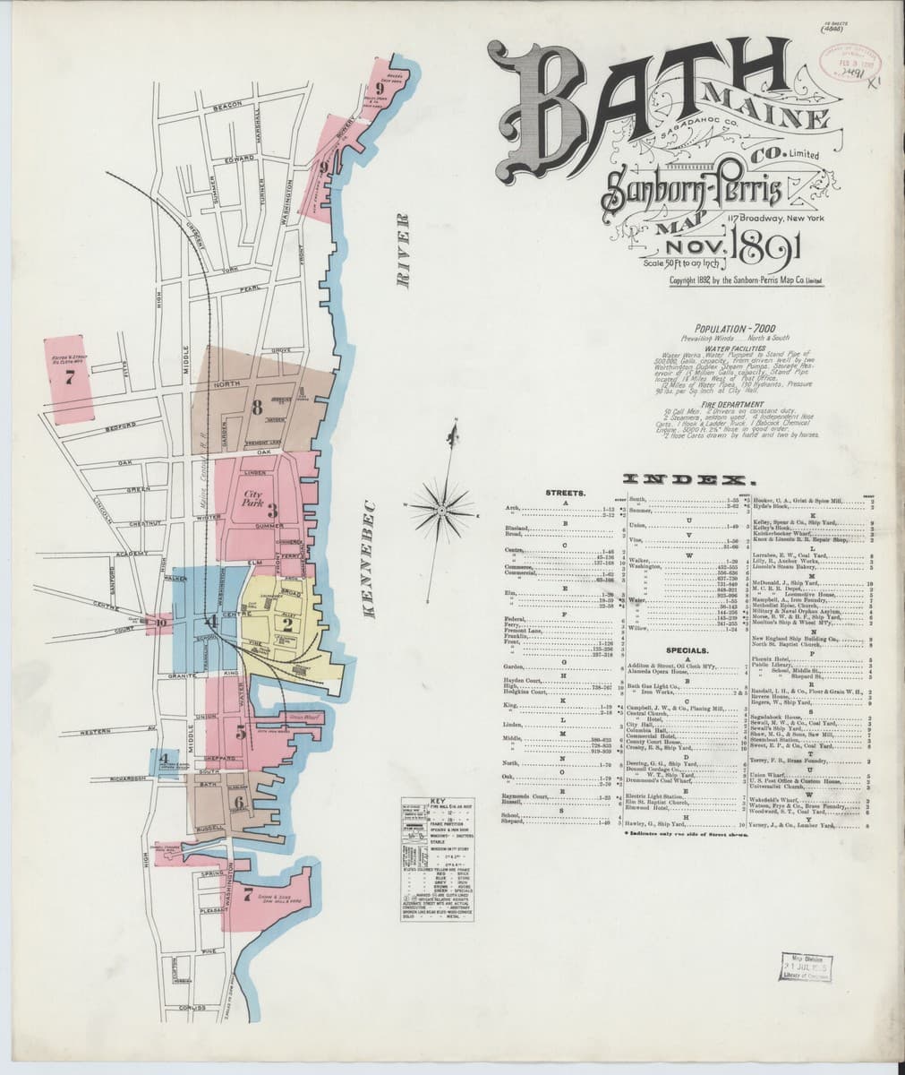 Bath, Maine - 1891 Sanborn Map