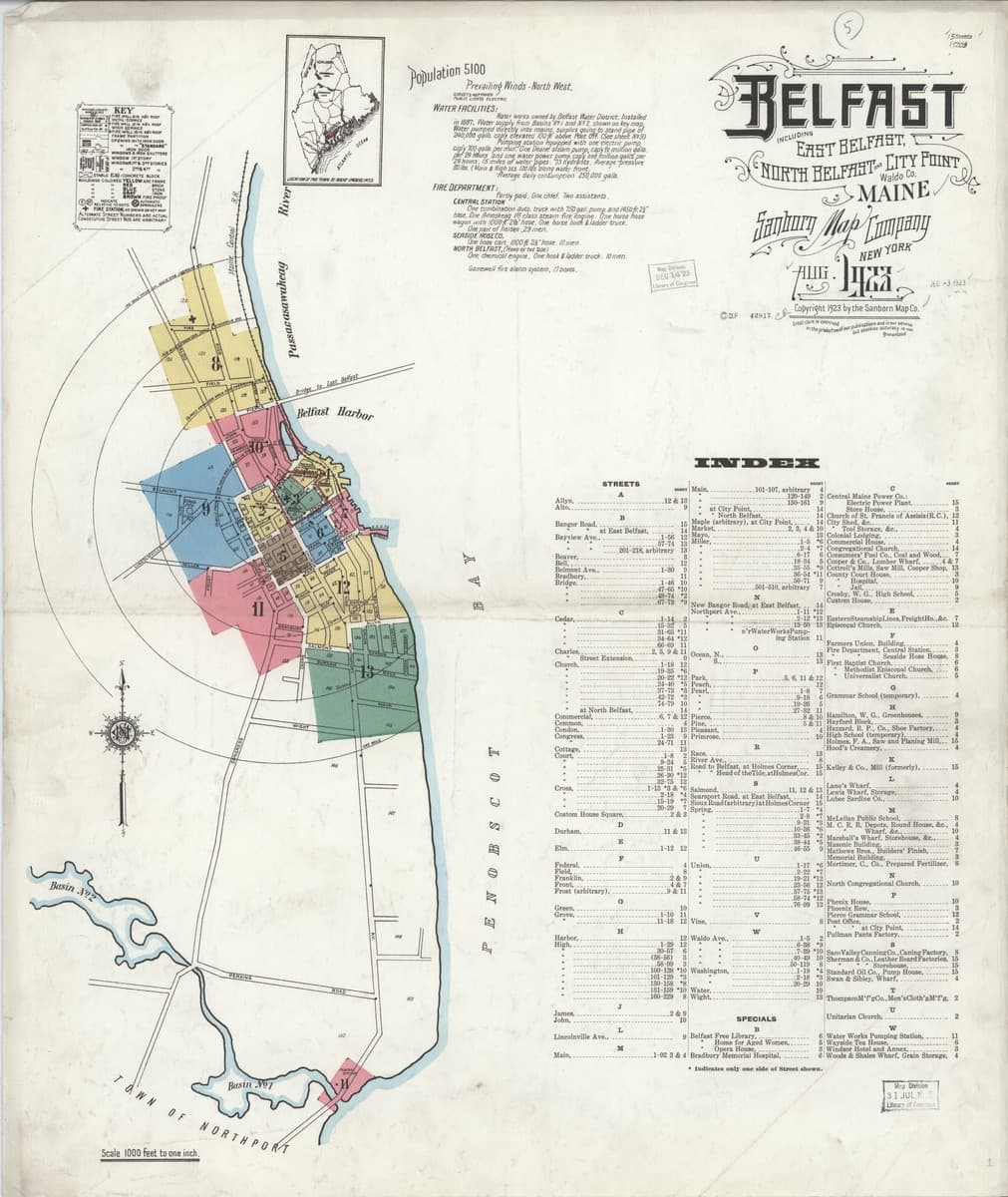 Belfast, Maine - 1923 Sanborn Map