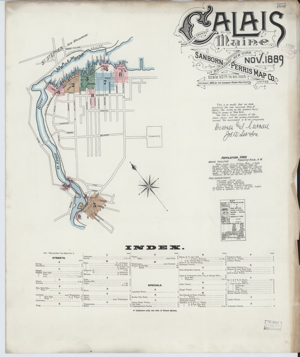 Calais, Maine - 1889 Sanborn Map