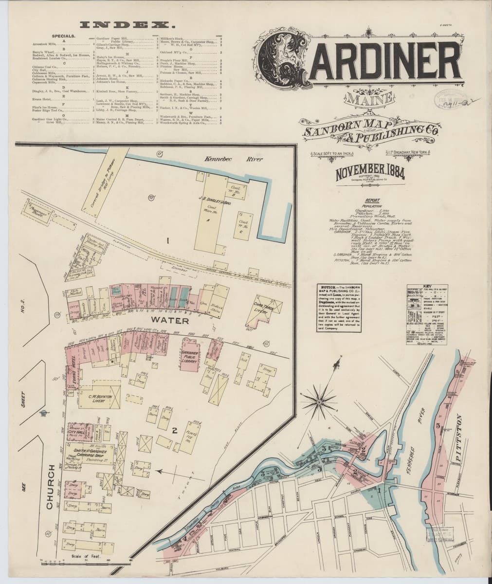 Gardiner, Maine - 1884 Sanborn Map