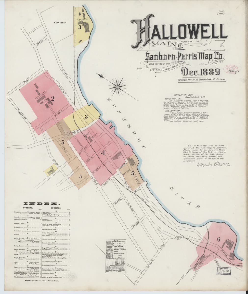 Hallowell, Maine - 1889 Sanborn Map