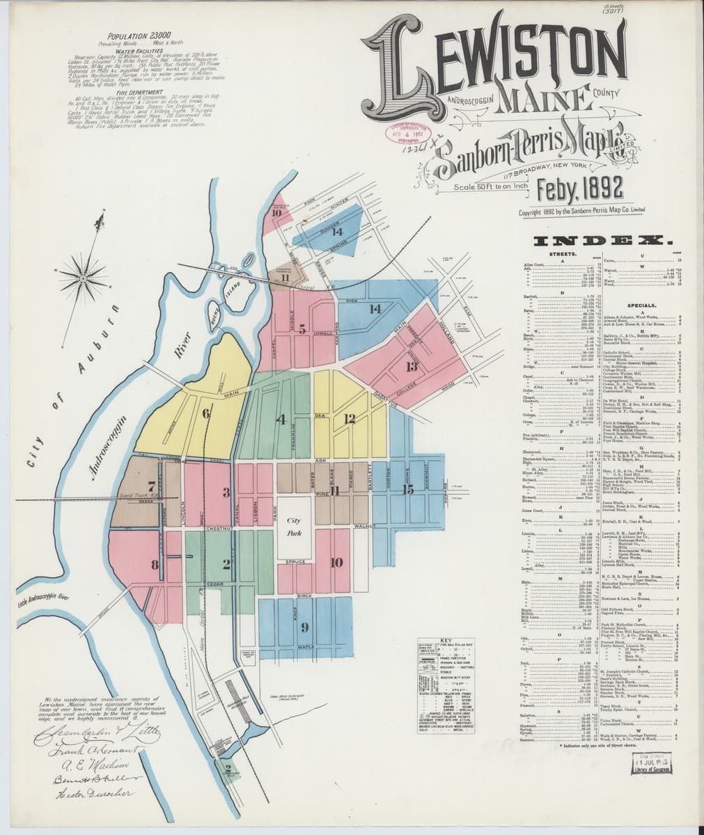 Lewiston, Maine - 1892 Sanborn Map