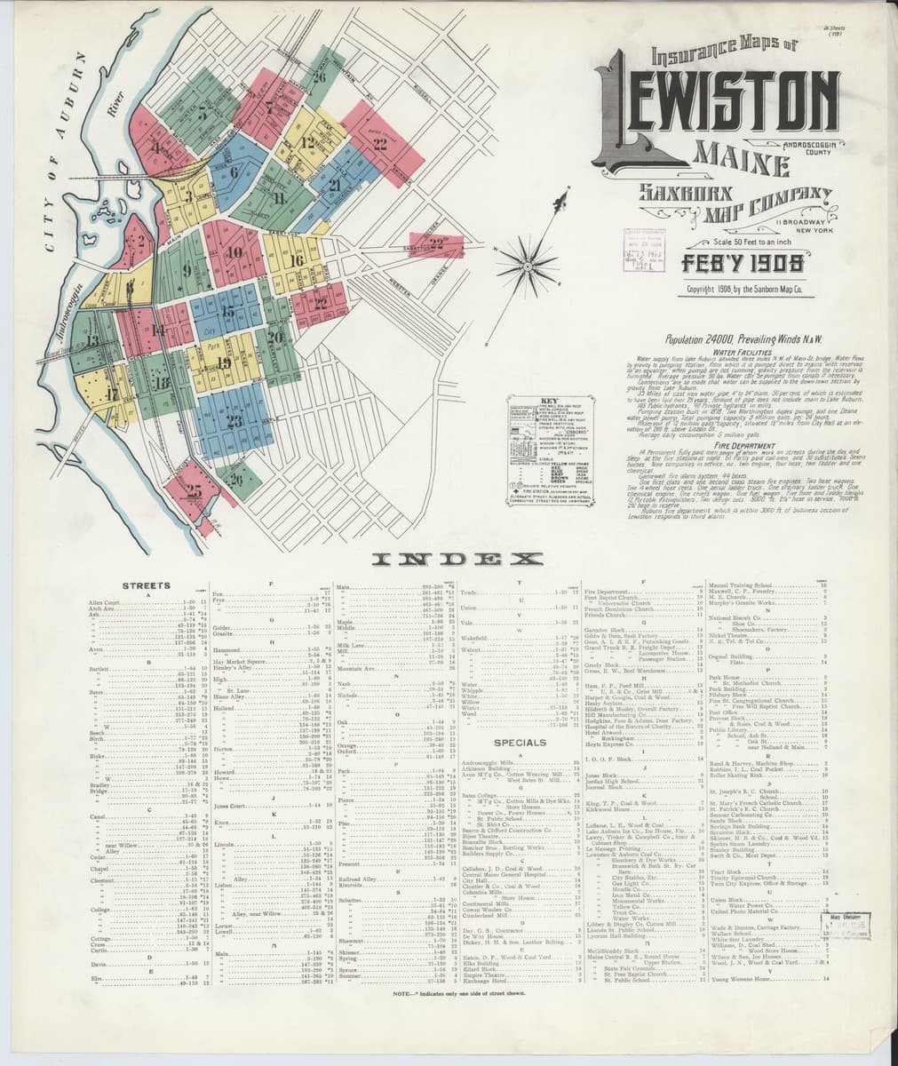 Lewiston, Maine - 1908 Sanborn Map