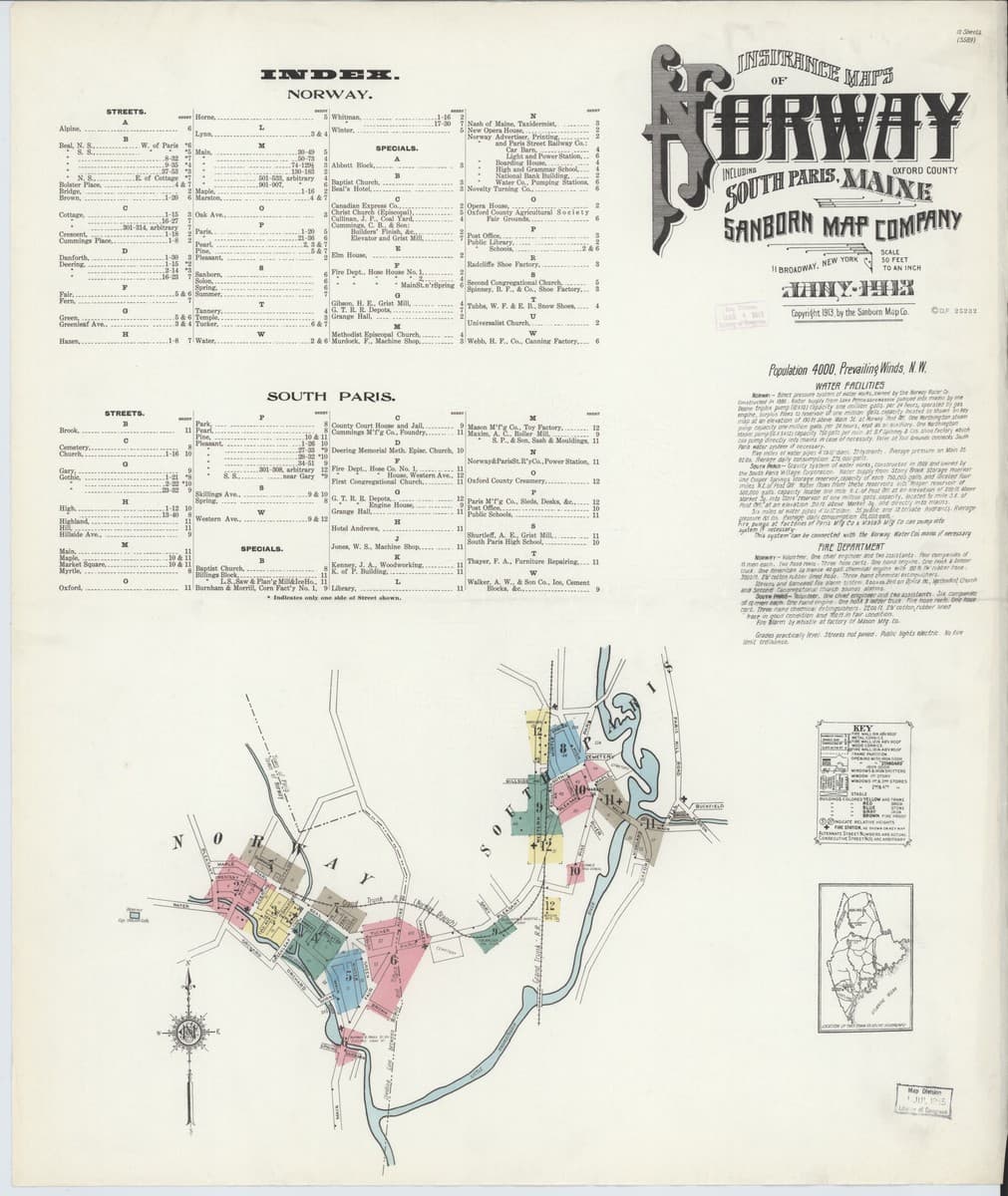 Norway, Maine - 1913 Sanborn Map