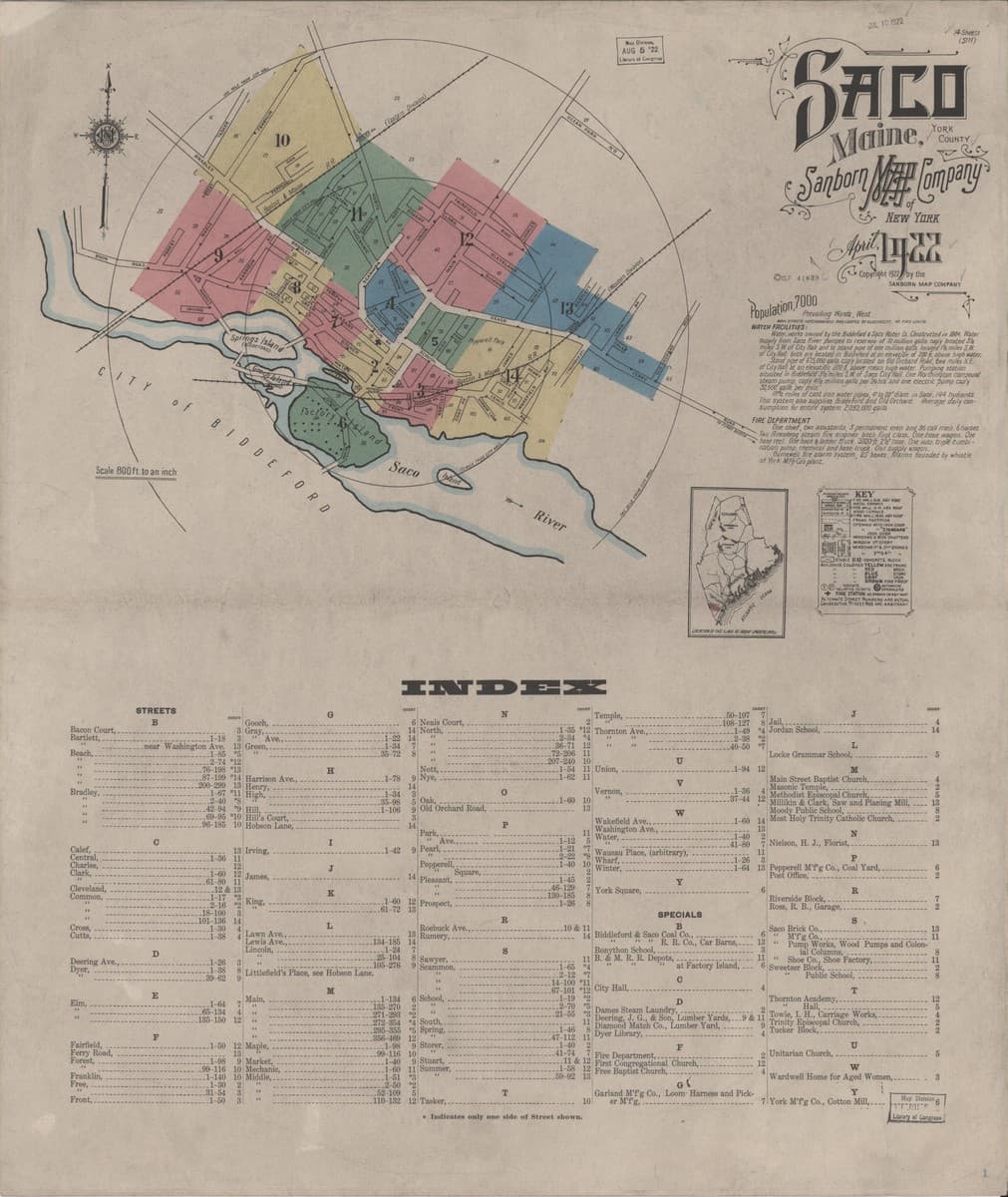 Saco, Maine - 1922 Sanborn Map