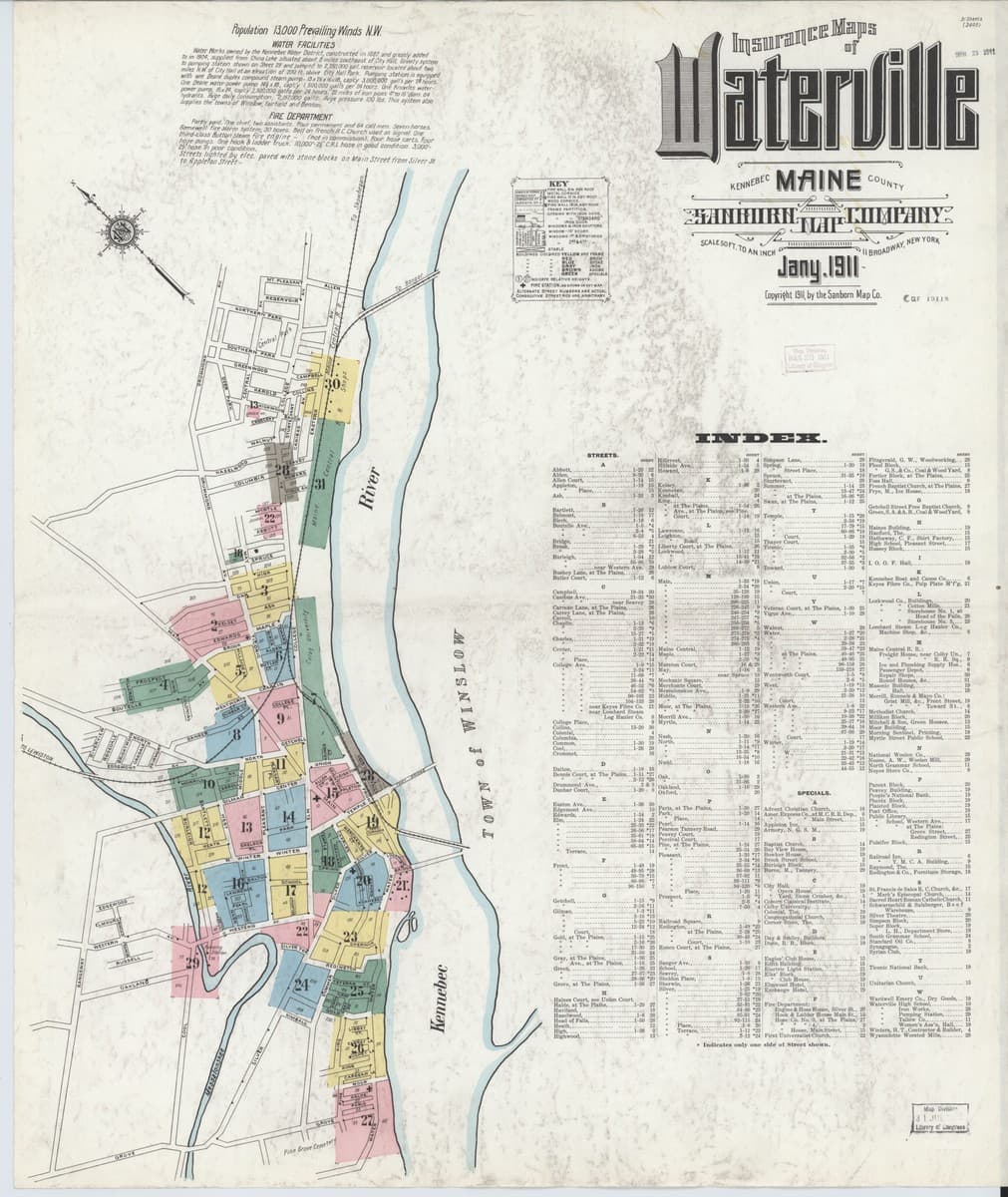 Waterville, Maine - 1911 Sanborn Map