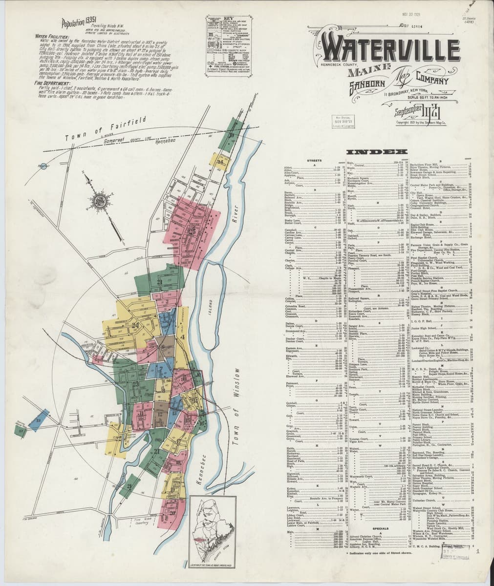 Waterville, Maine - 1921 Sanborn Map