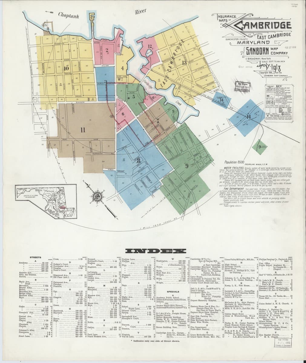Cambridge, Maryland - 1918 Sanborn Map