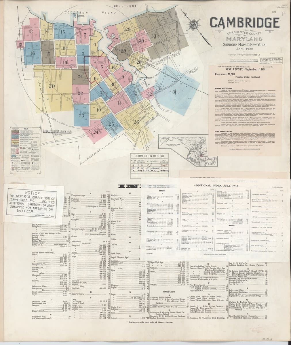 Cambridge, Maryland - 1930 Sanborn Map