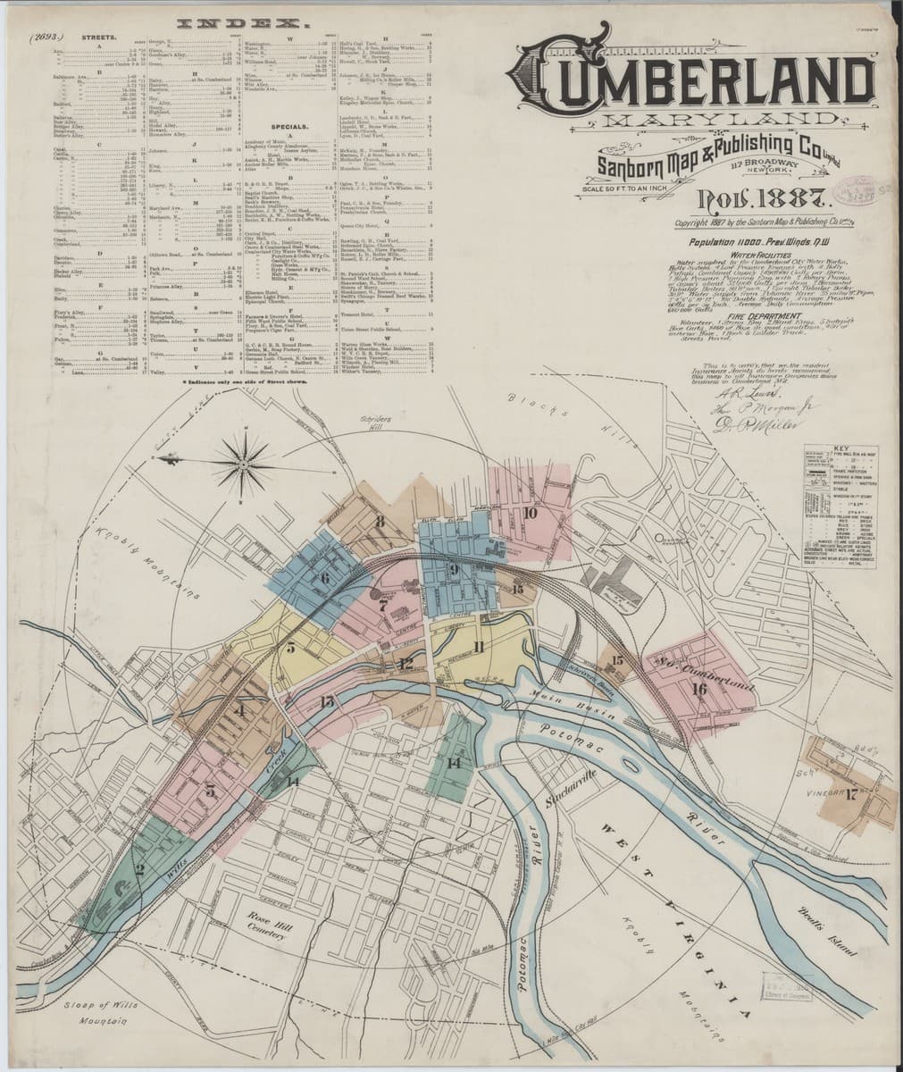 Cumberland, Maryland - 1887 Sanborn Map