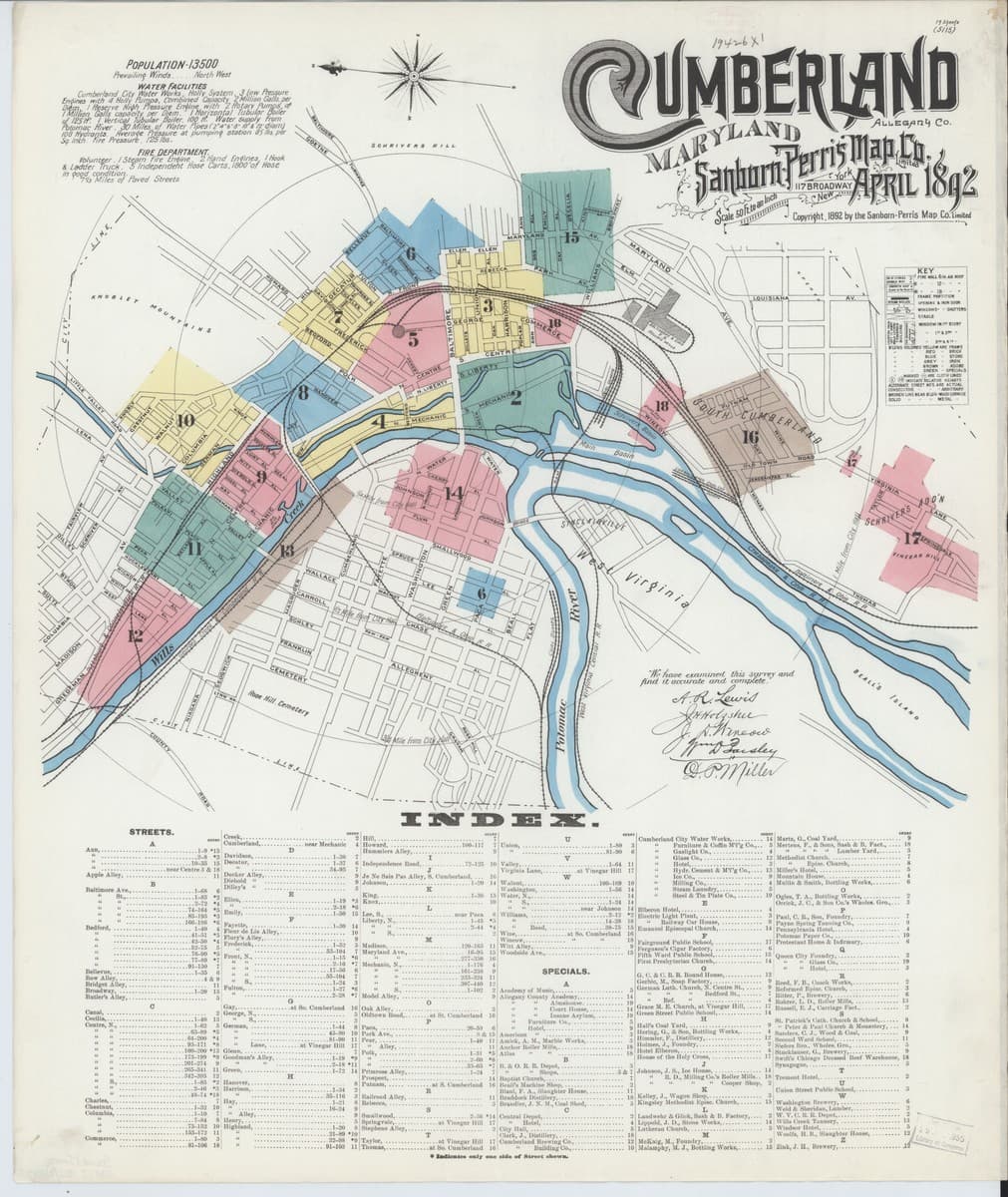 Cumberland, Maryland - 1897 Sanborn Map