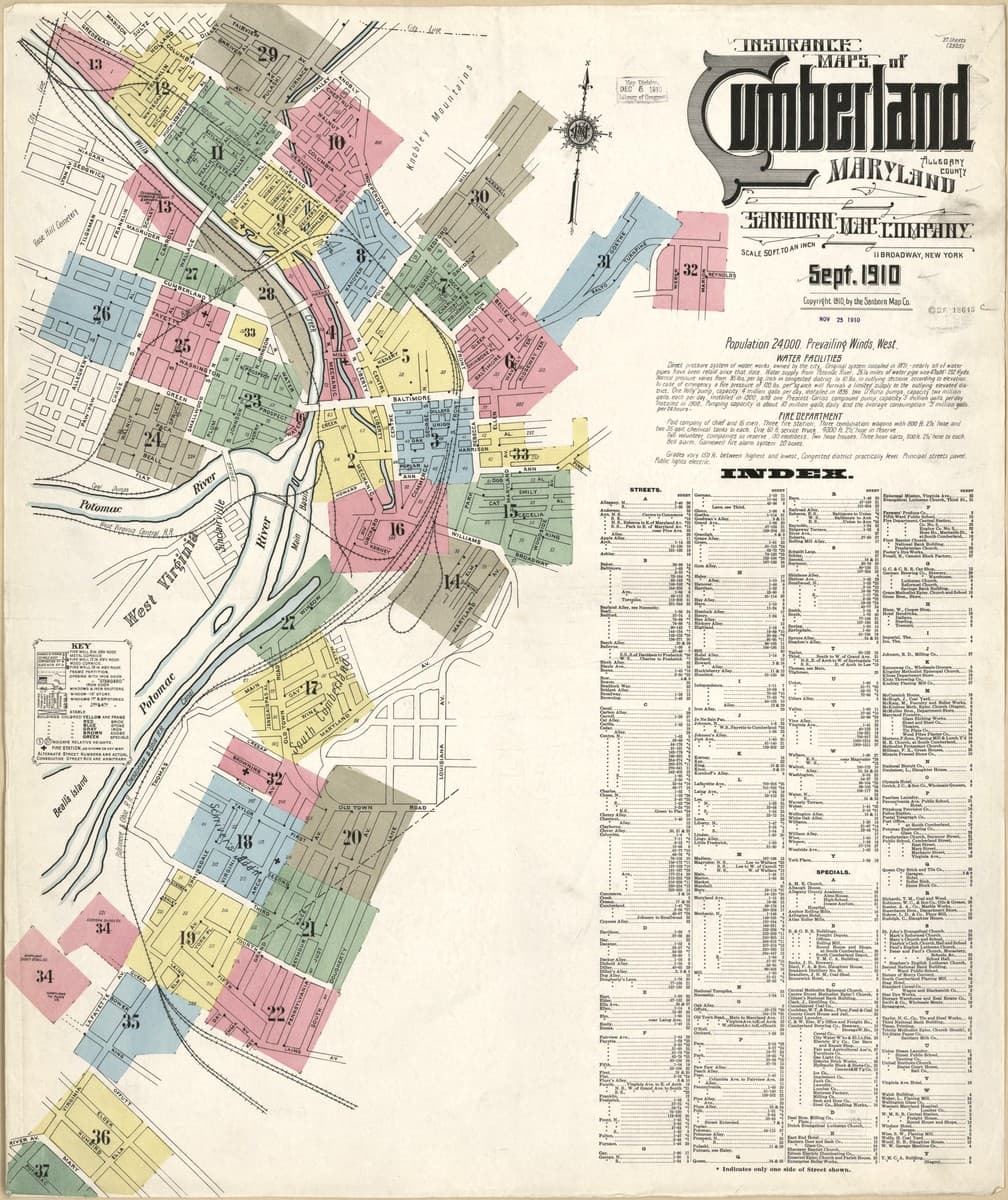 Cumberland, Maryland - 1910 Sanborn Map