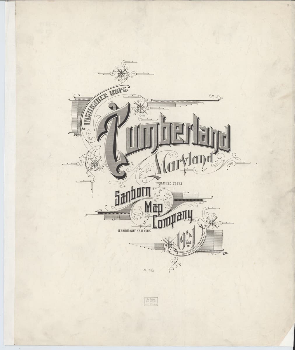 Cumberland, Maryland - 1921 Sanborn Map
