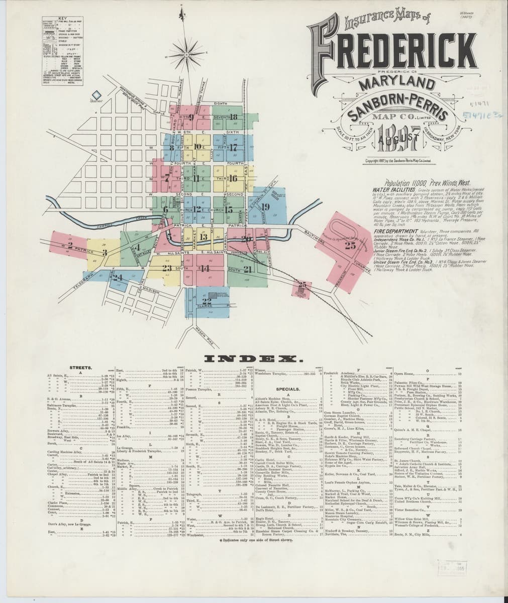 Frederick, Maryland - 1897 Sanborn Map