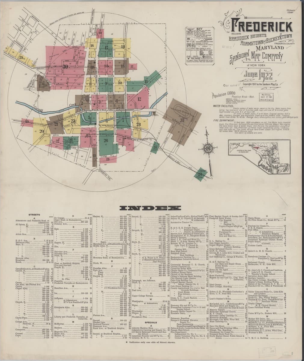 Frederick, Maryland - 1922 Sanborn Map