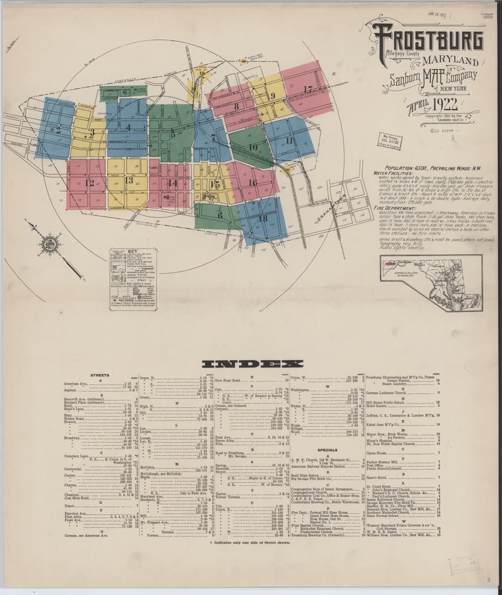 Frostburg, Maryland - 1922 Sanborn Map