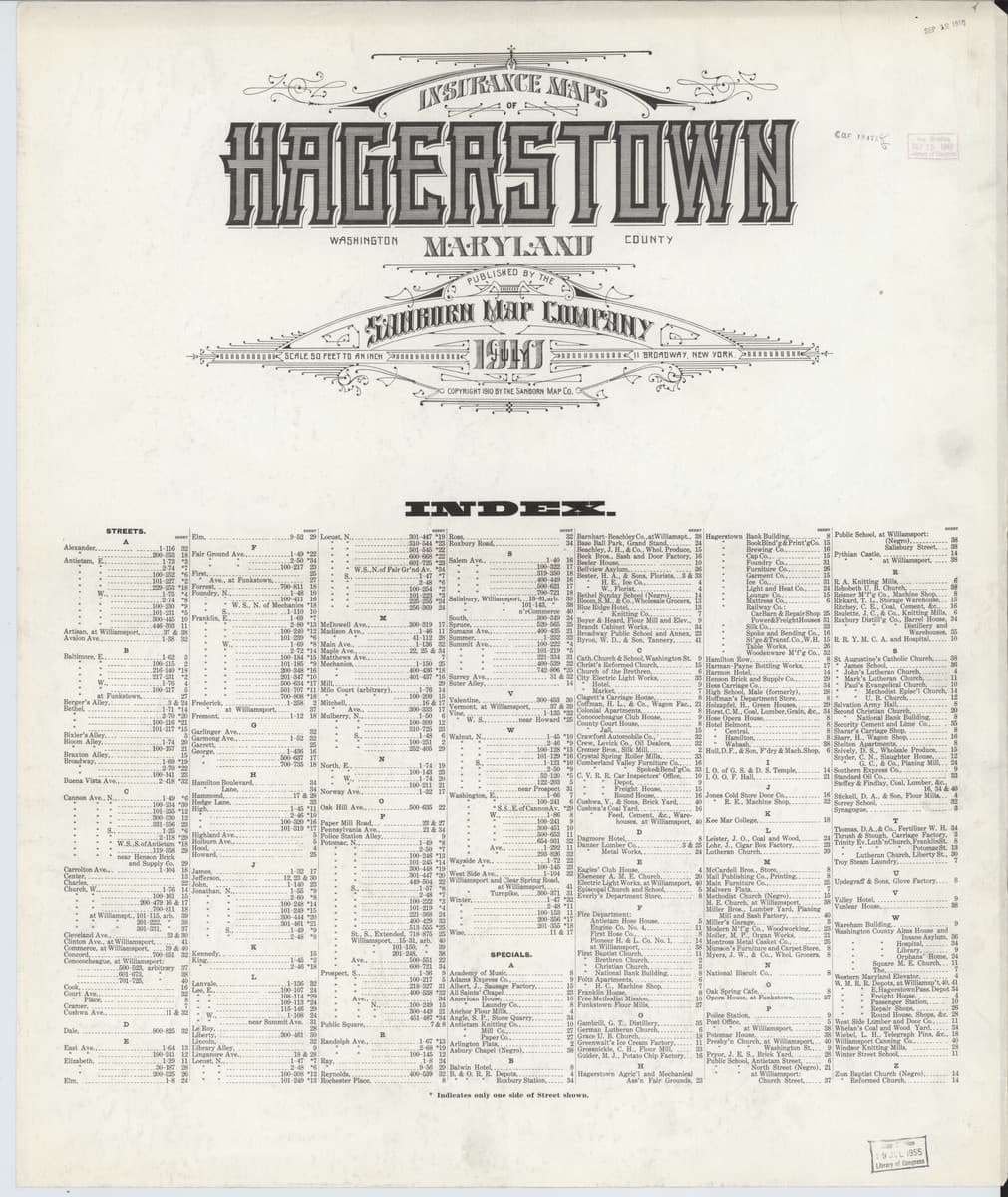 Hagerstown, Maryland - 1910 Sanborn Map