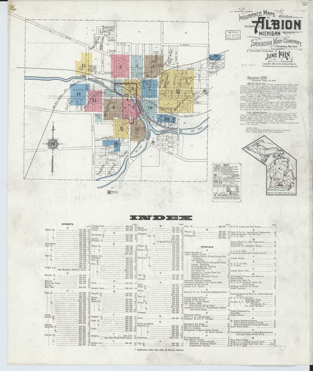 Albion, Michigan - 1918 Sanborn Map