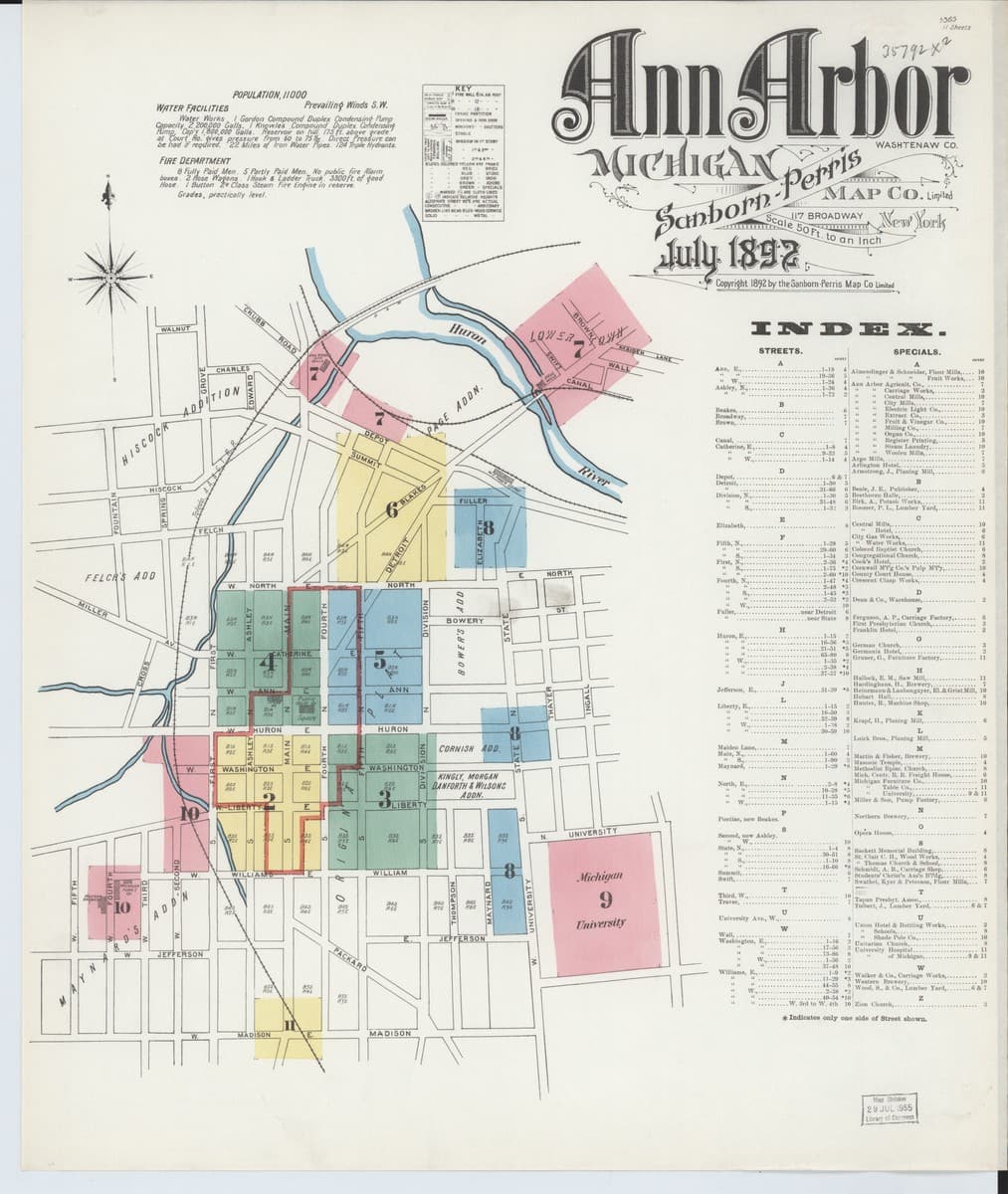 Ann Arbor, Michigan - 1892 Sanborn Map