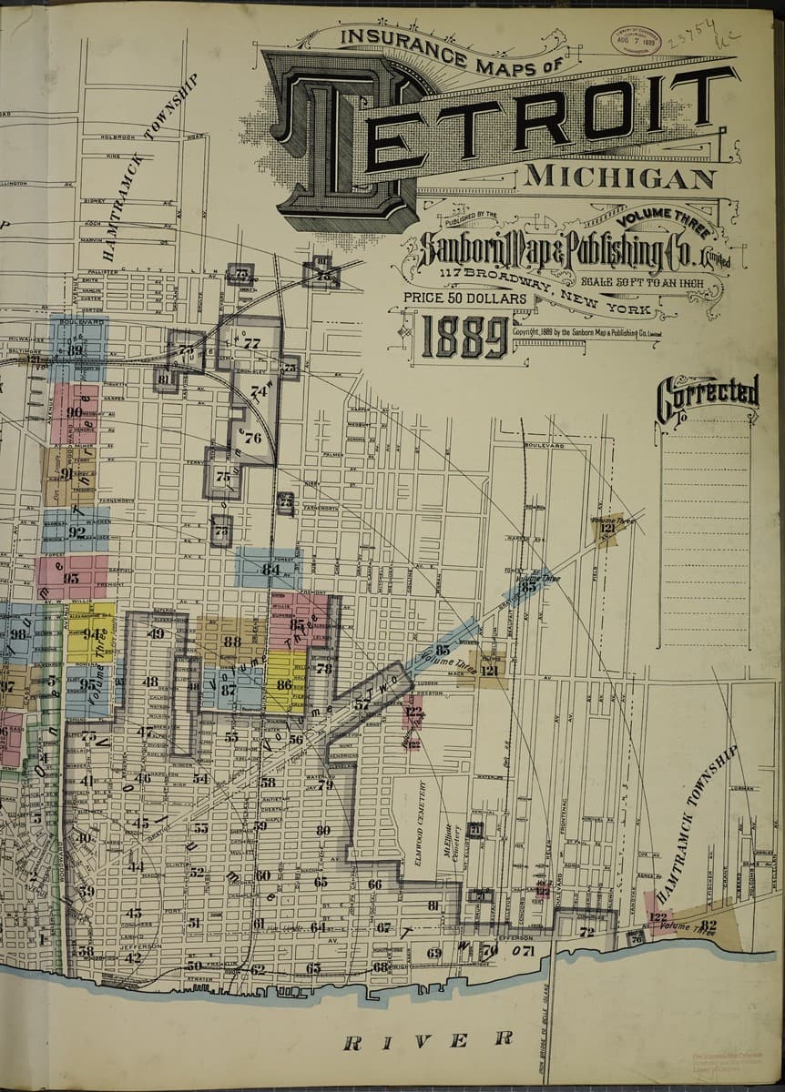Sanborn Fire Insurance Map: Detroit, Michigan (1889)
