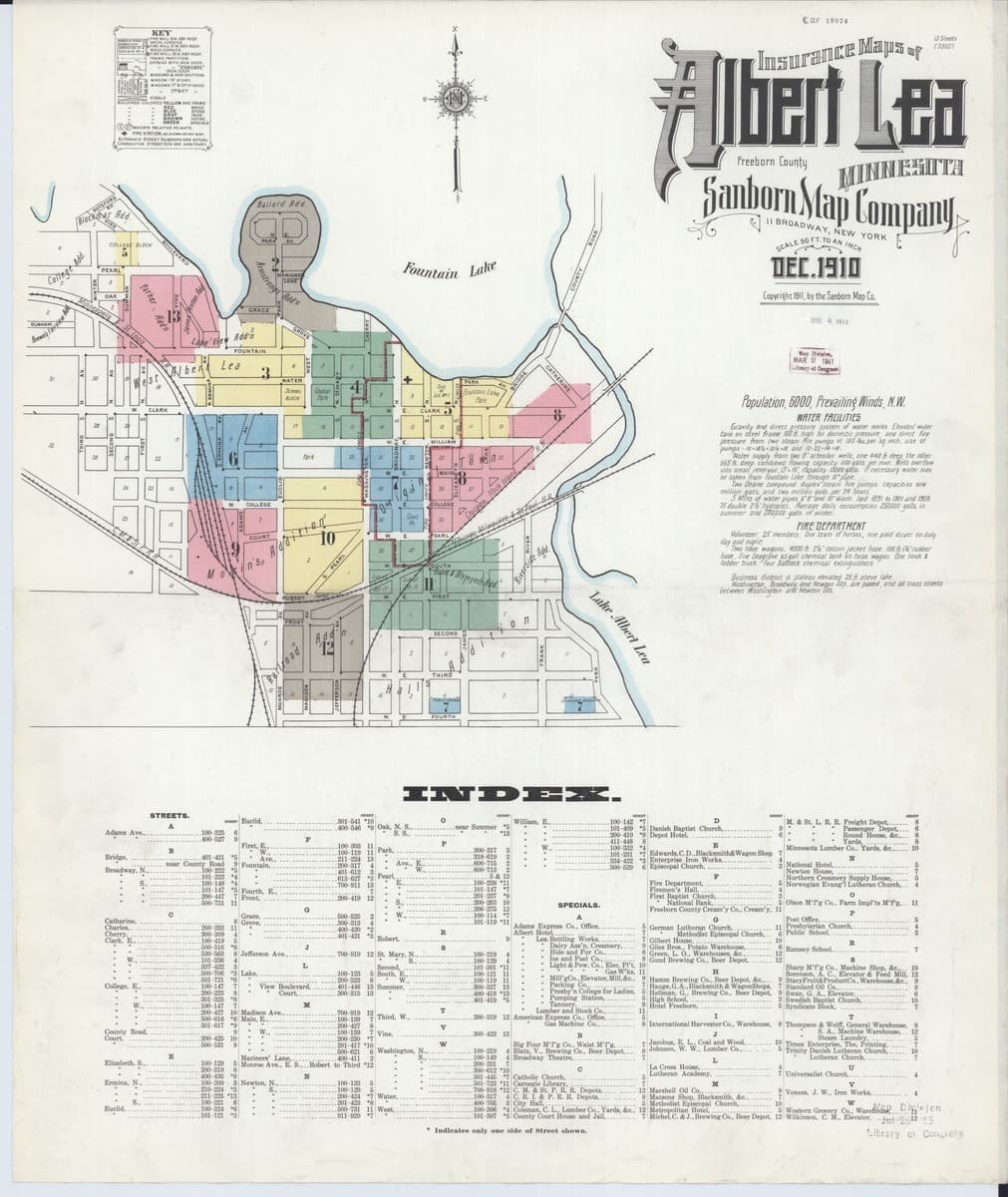 Albert Lea, Minnesota - 1910 Sanborn Map