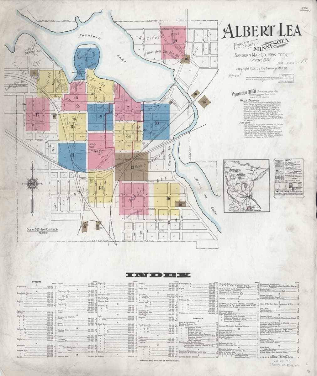 Albert Lea, Minnesota - 1926 Sanborn Map