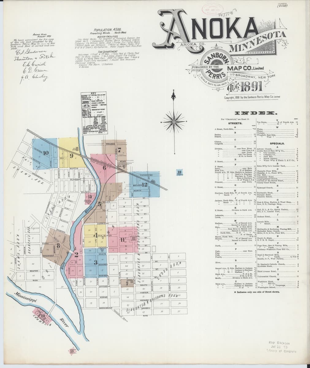 Anoka, Minnesota - 1891 Sanborn Map