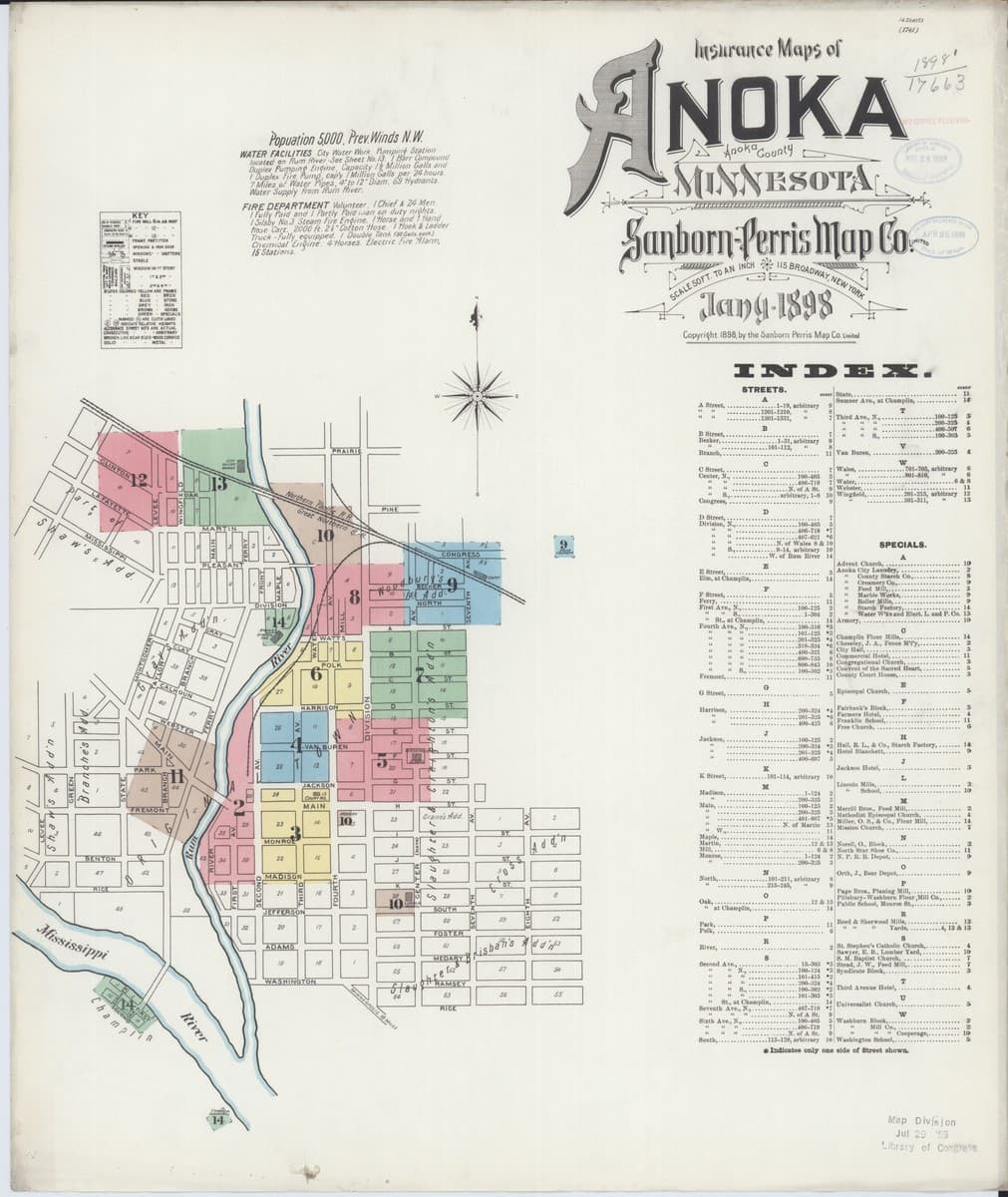 Anoka, Minnesota - 1898 Sanborn Map