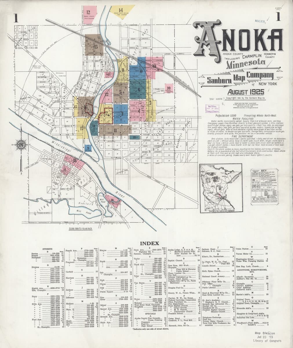 Anoka, Minnesota - 1925 Sanborn Map