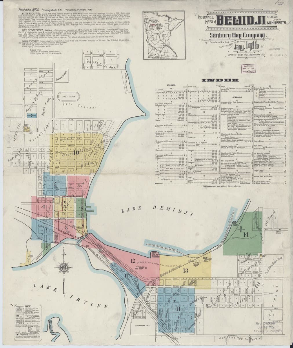 Bemidji, Minnesota - 1916 Sanborn Map