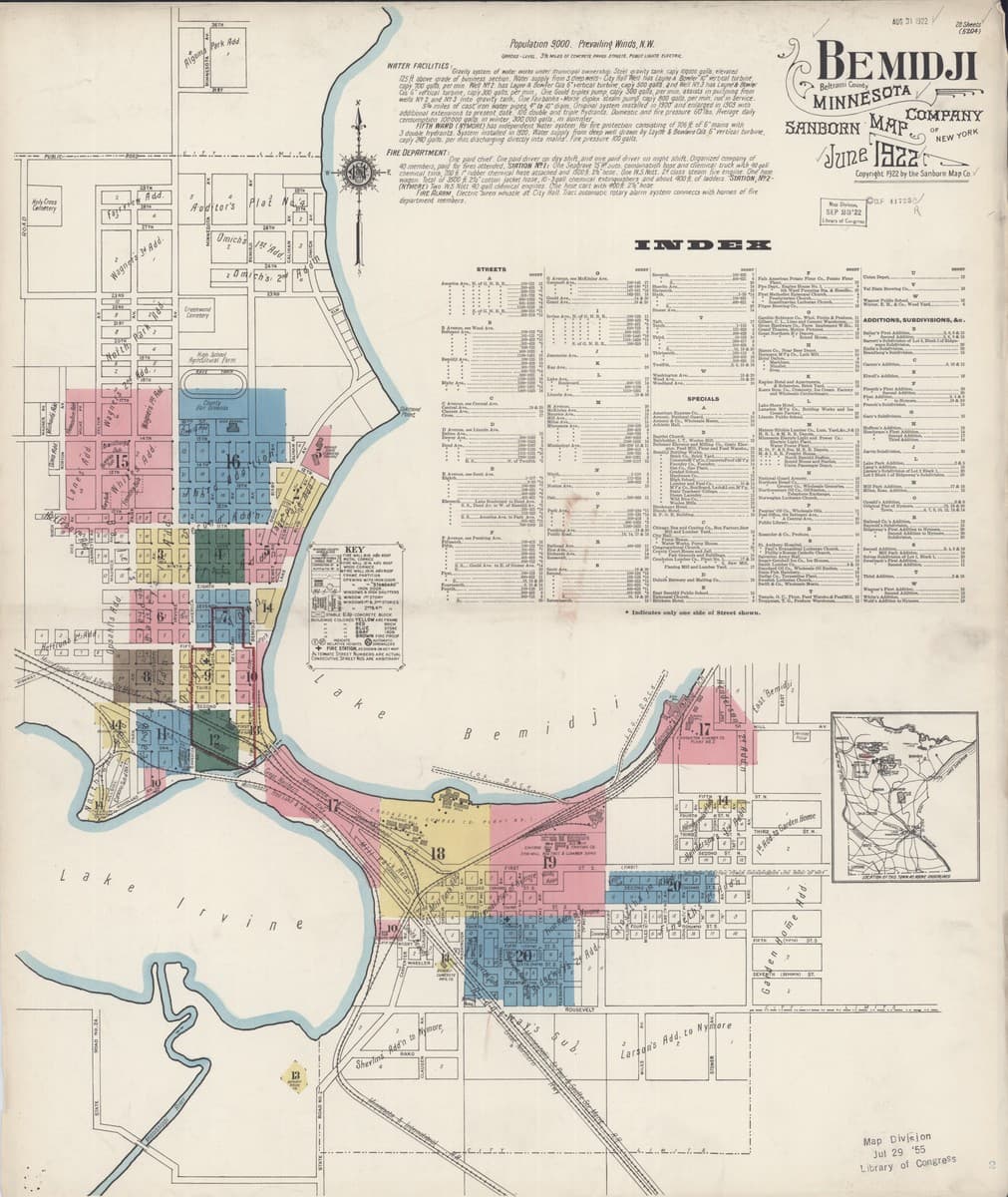 Bemidji, Minnesota - 1922 Sanborn Map