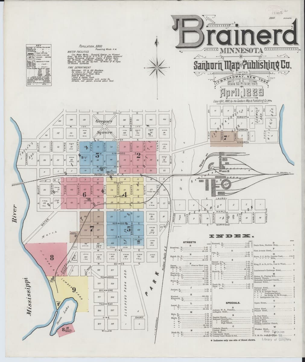 Brainerd, Minnesota - 1889 Sanborn Map