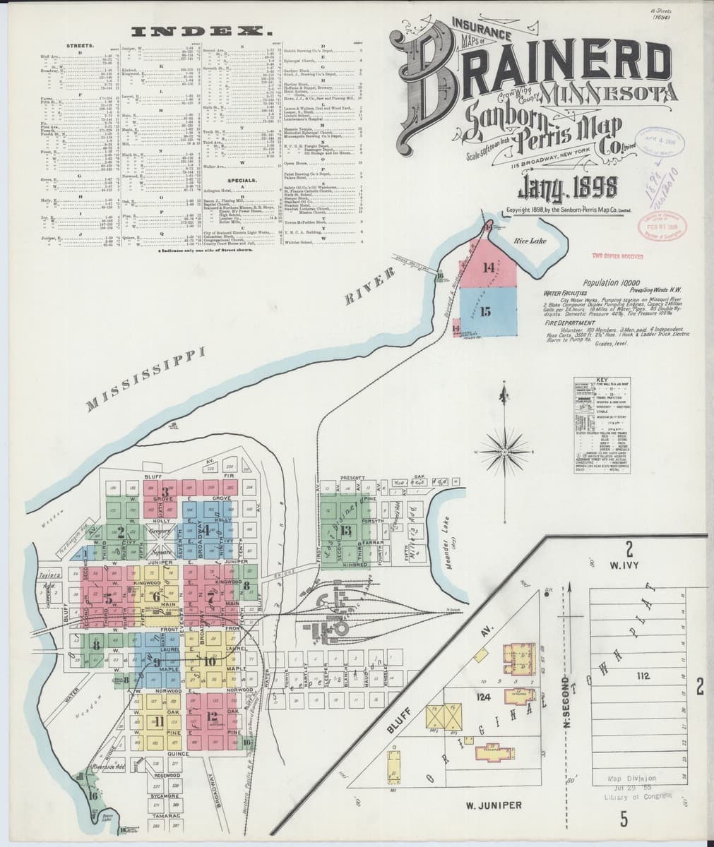 Brainerd, Minnesota - 1898 Sanborn Map