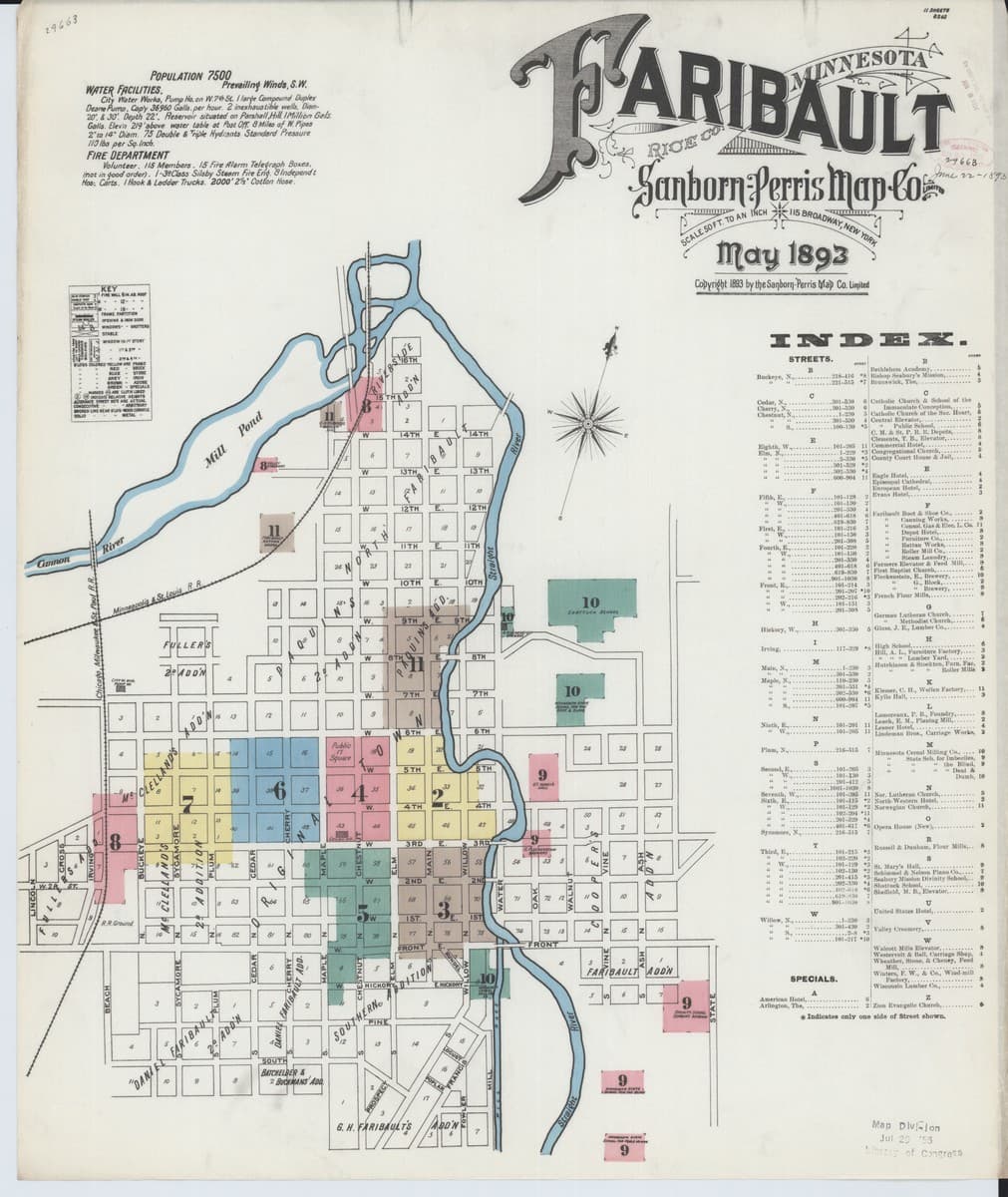 Faribault, Minnesota - 1893 Sanborn Map