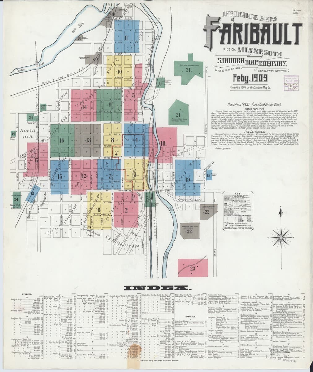 Faribault, Minnesota - 1909 Sanborn Map