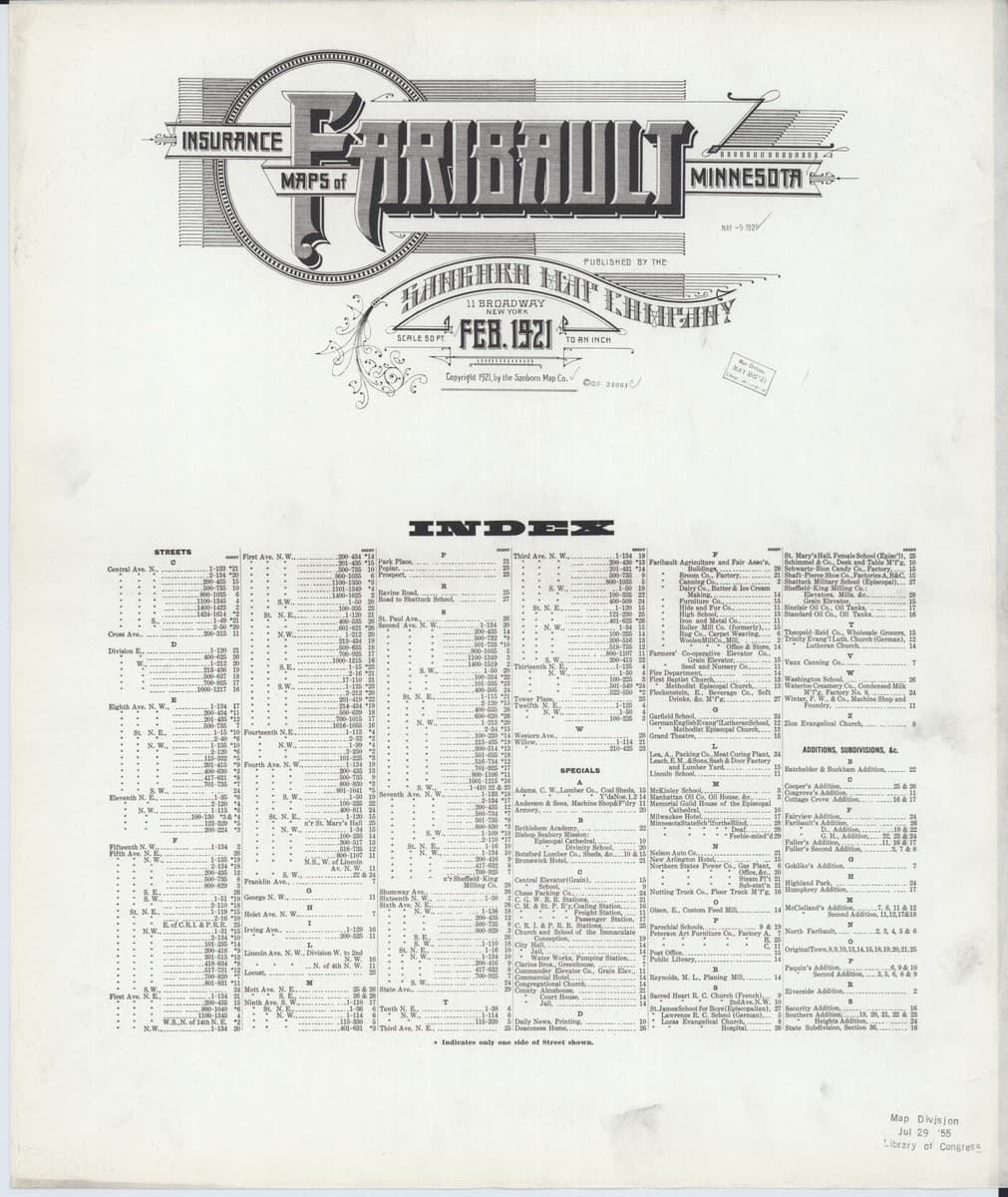 Faribault, Minnesota - 1921 Sanborn Map