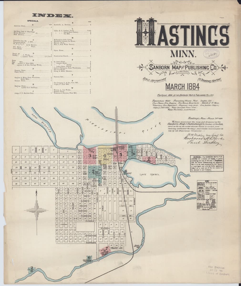 Hastings, Minnesota - 1884 Sanborn Map