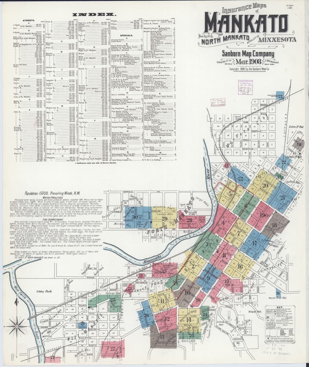 Mankato, Minnesota - 1908 Sanborn Map