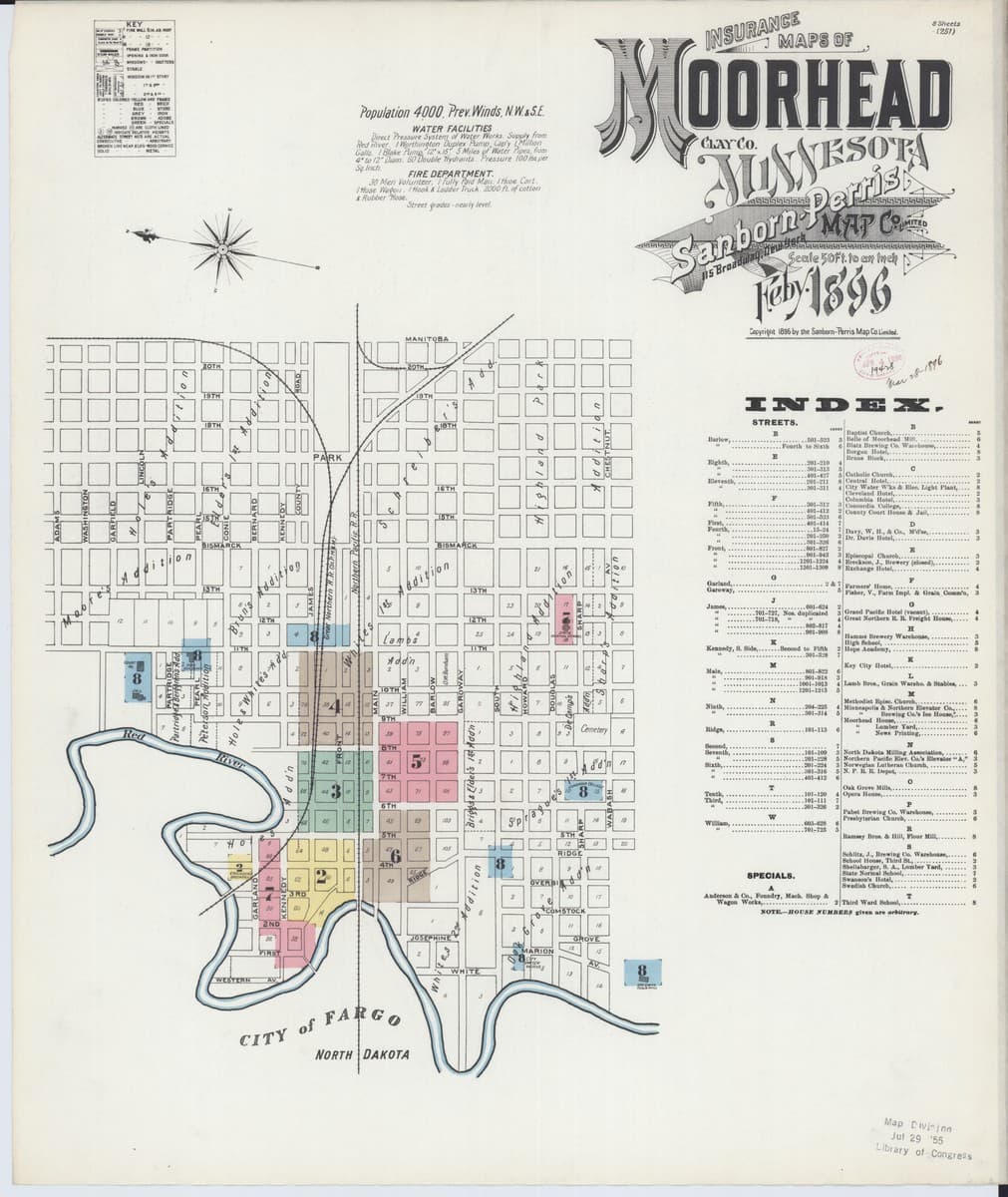 Moorhead, Minnesota - 1896 Sanborn Map