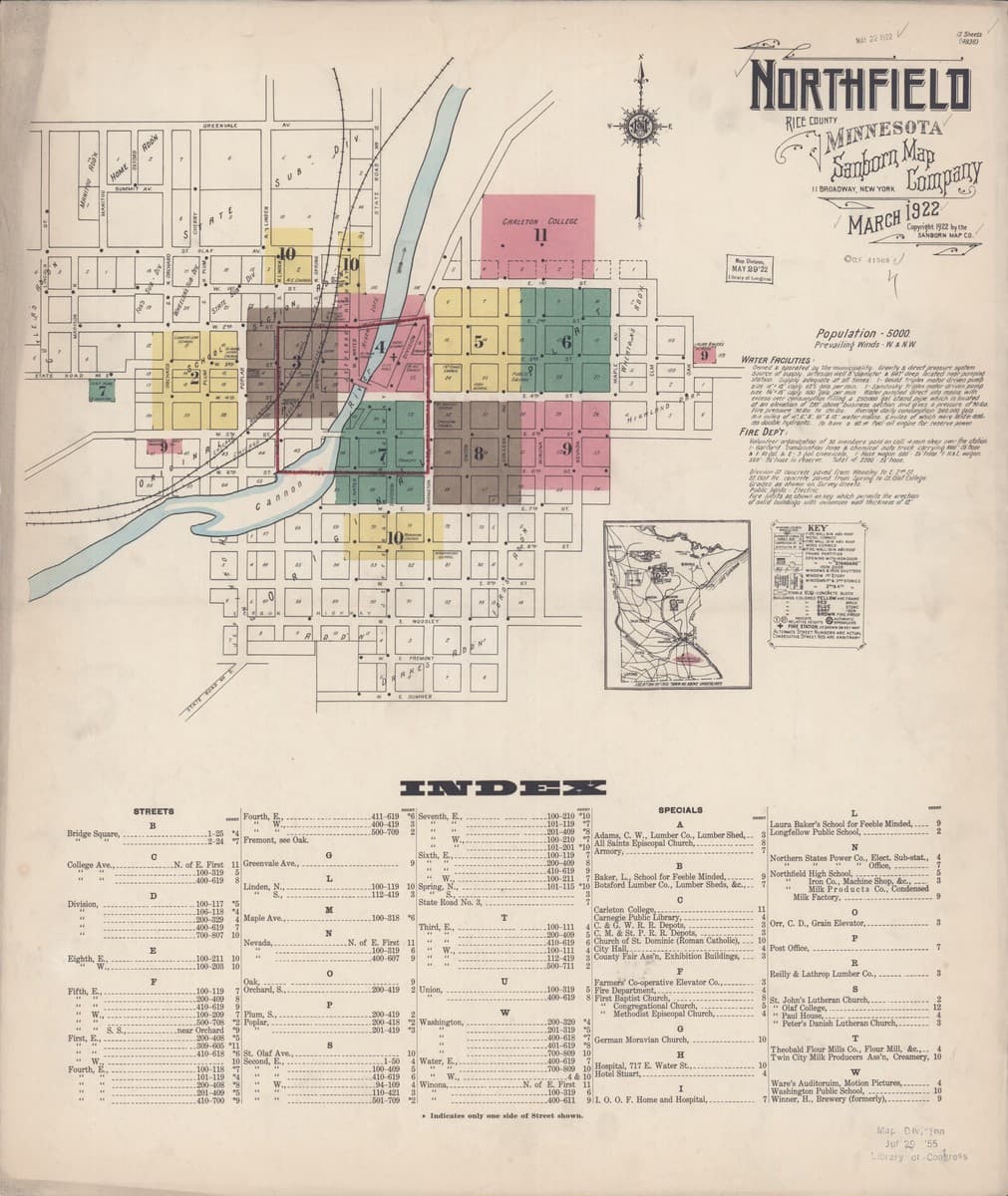 Northfield, Minnesota - 1922 Sanborn Map