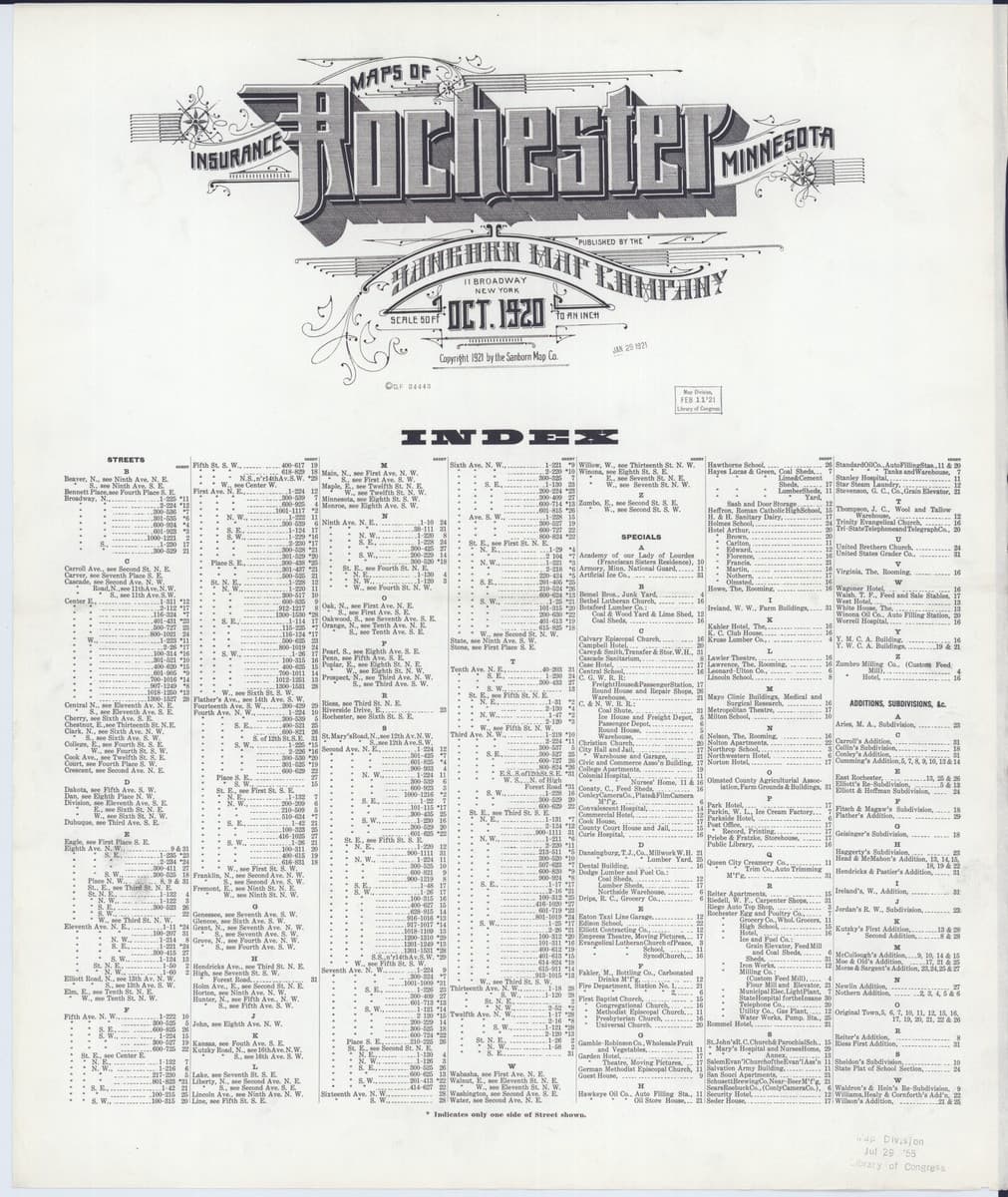 Rochester, Minnesota - 1920 Sanborn Map