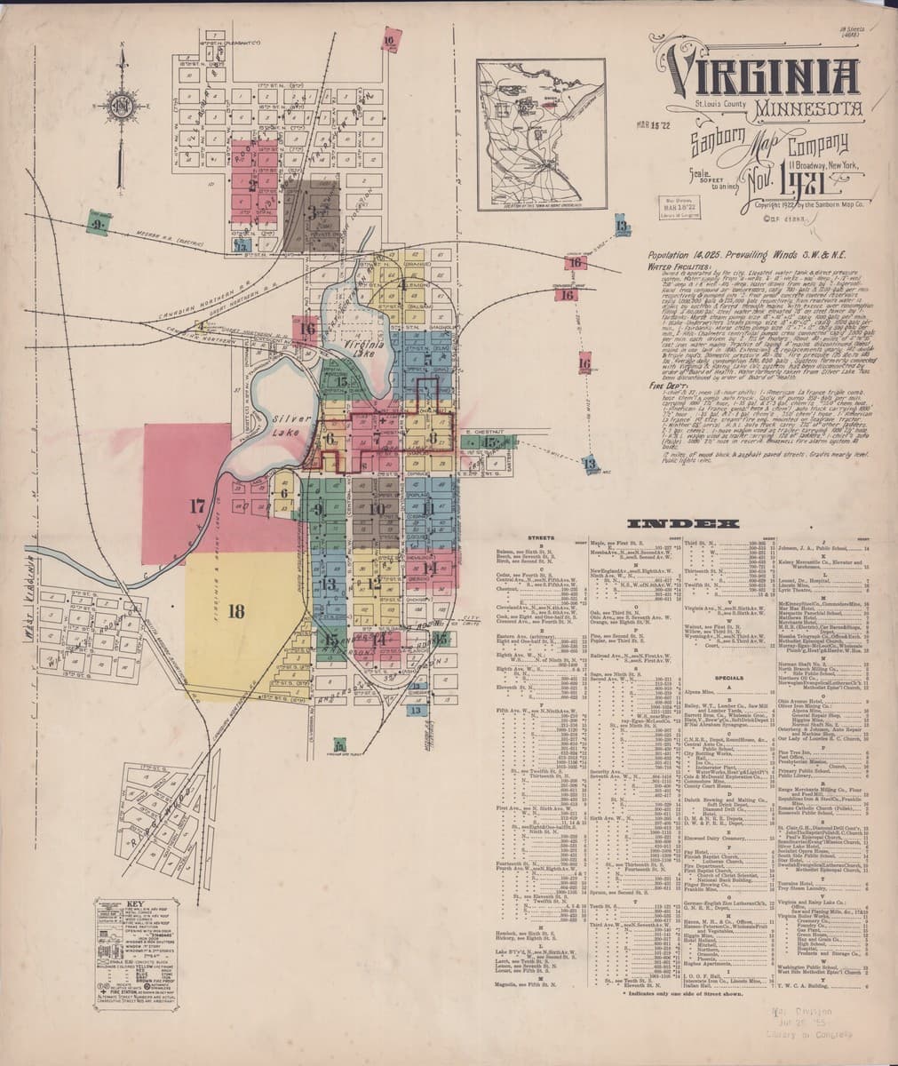 Virginia, Minnesota - 1921 Sanborn Map