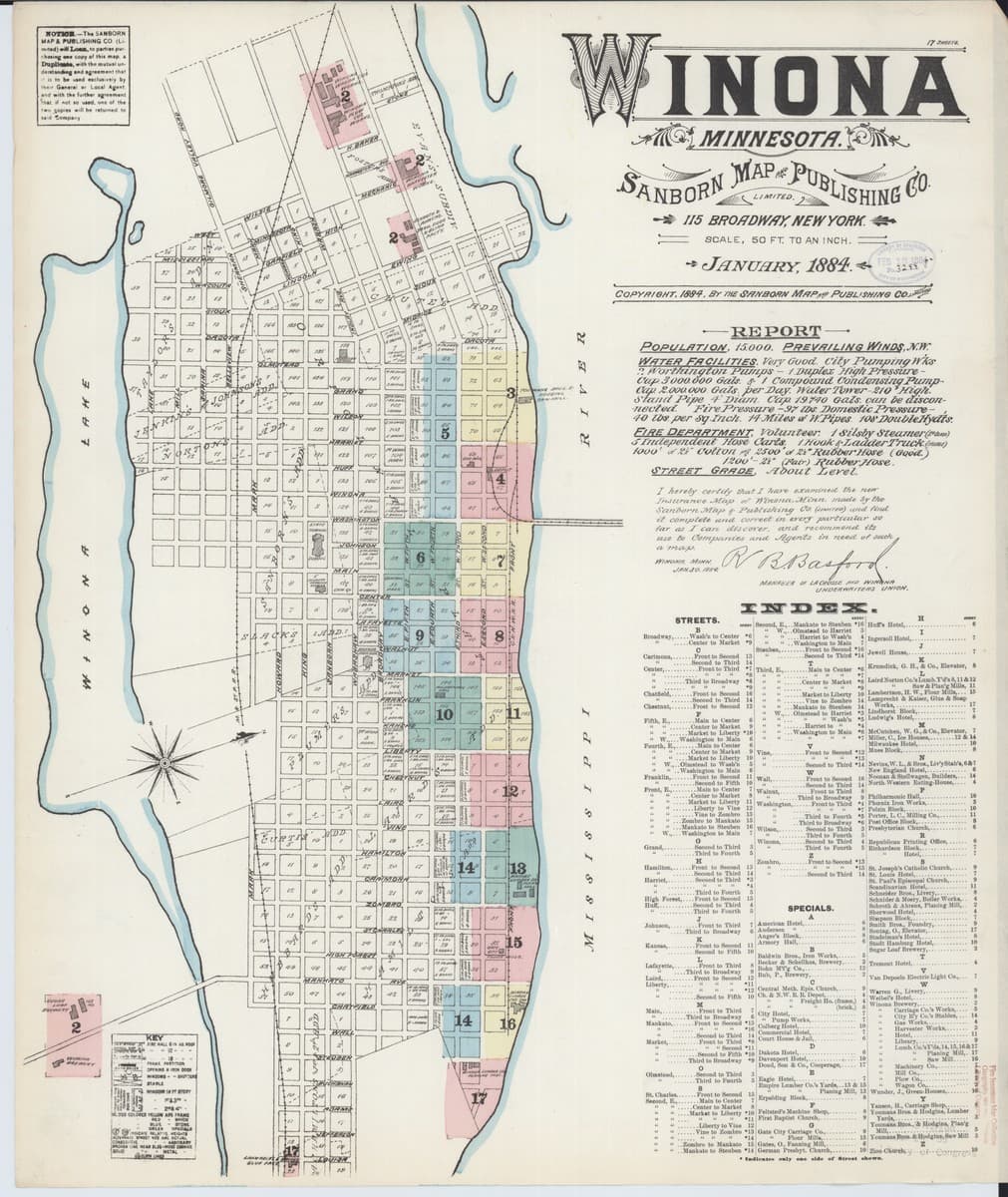 Winona, Minnesota - 1884 Sanborn Map