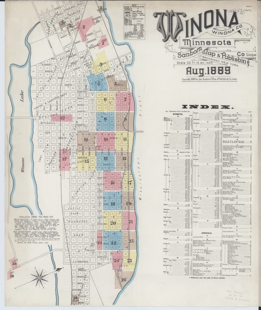 Winona, Minnesota - 1889 Sanborn Map