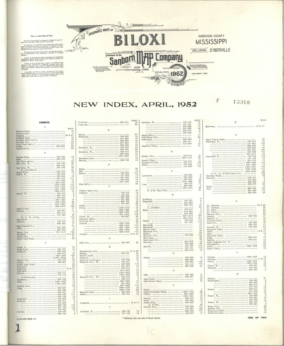 Biloxi, Mississippi - 1952 Sanborn Map