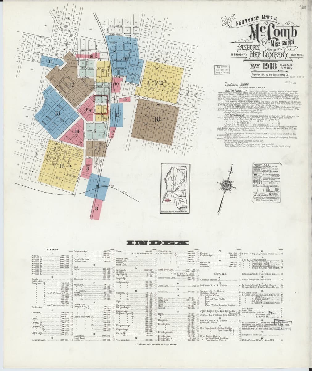 Mccomb, Mississippi - 1918 Sanborn Map