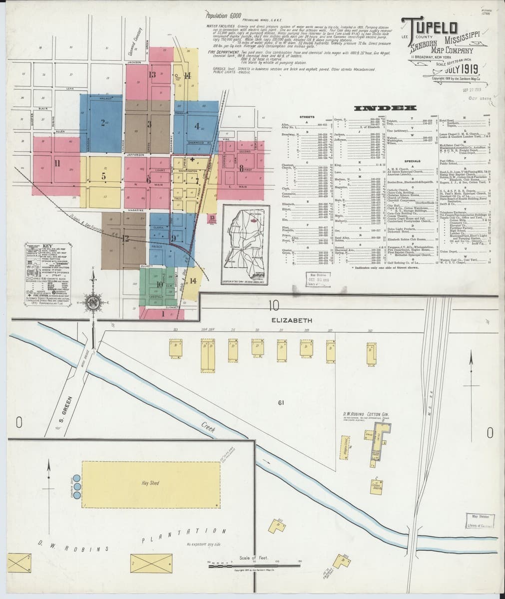 Tupelo, Mississippi - 1919 Sanborn Map