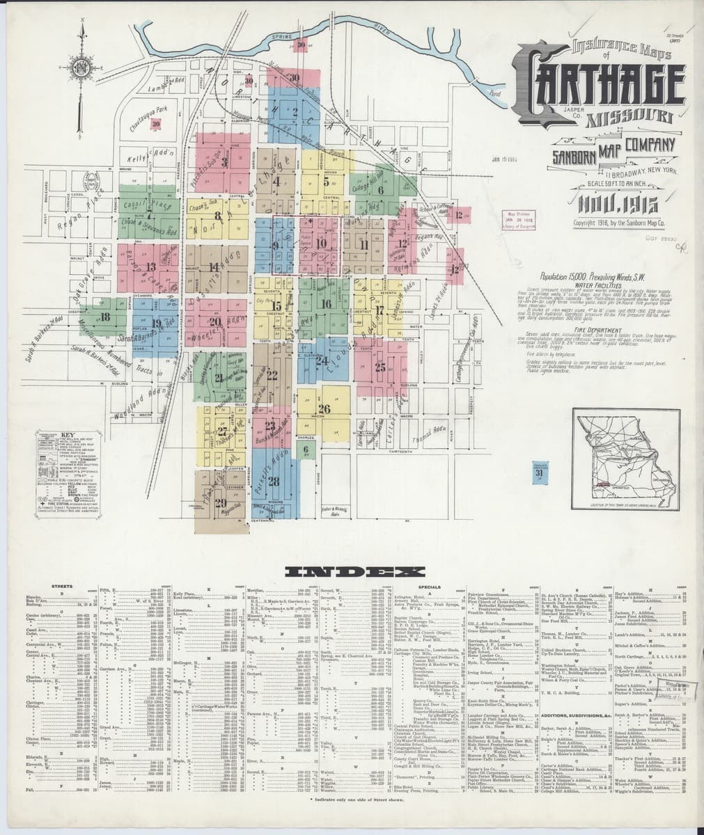 Carthage, Missouri - 1915 Sanborn Map
