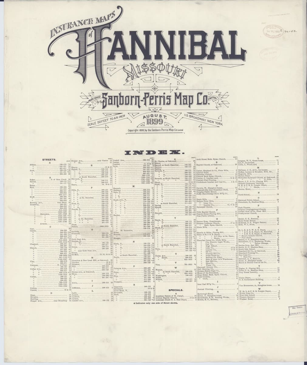 Hannibal, Missouri - 1899 Sanborn Map