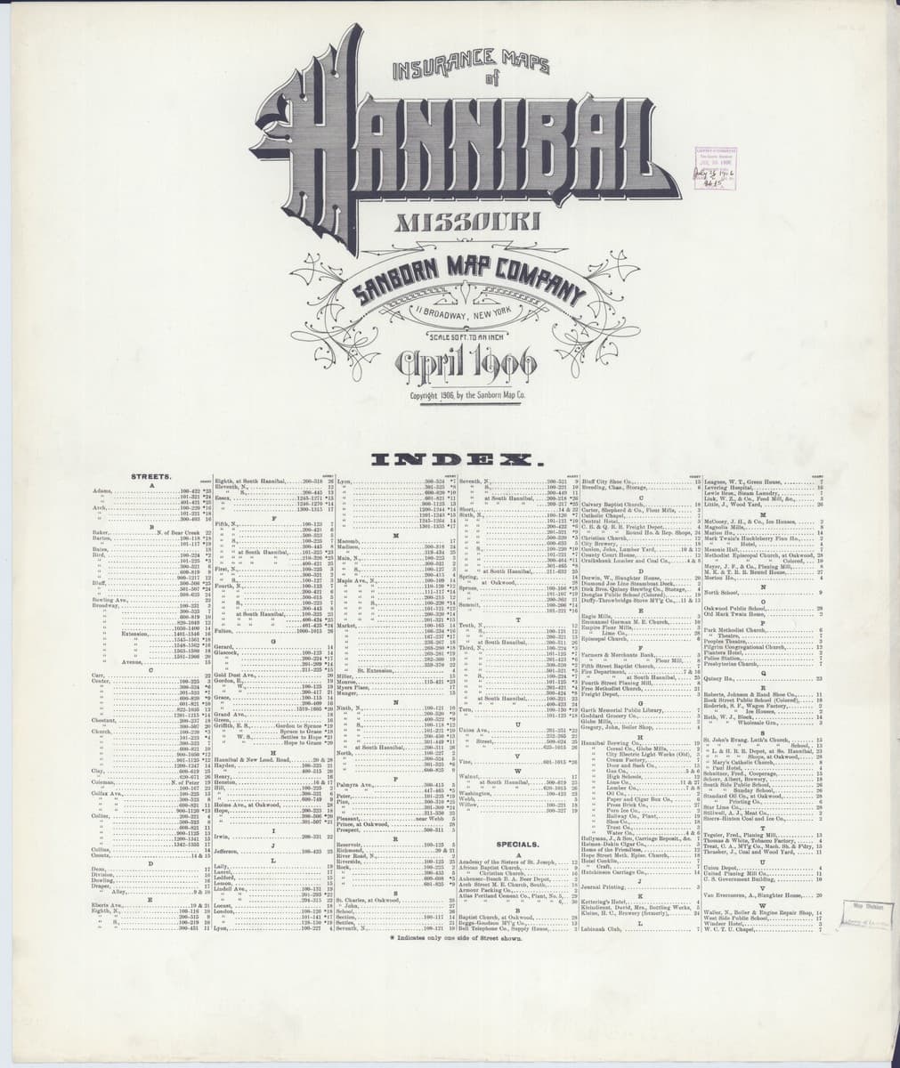 Hannibal, Missouri - 1906 Sanborn Map